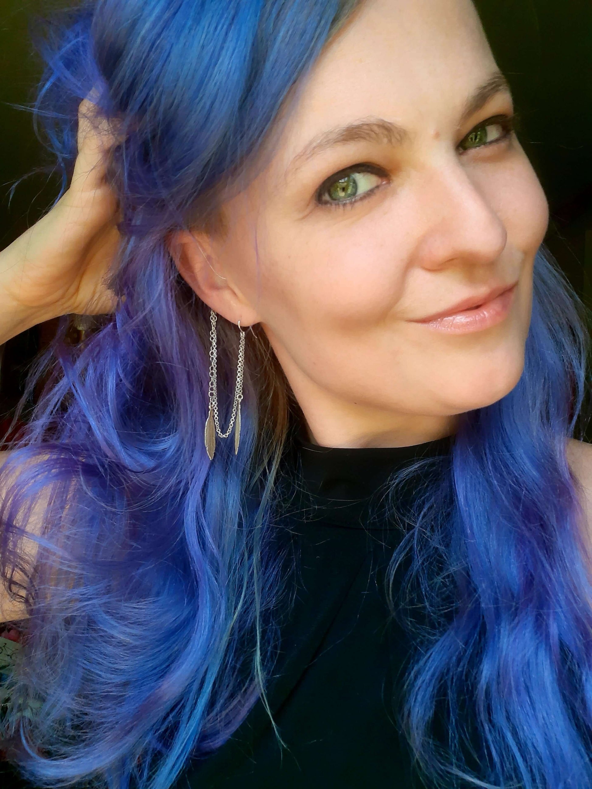 Deafmetal USA Earrings Hearing Aid Cochlear Implant Jewelry Deaf Metal Silver Feather