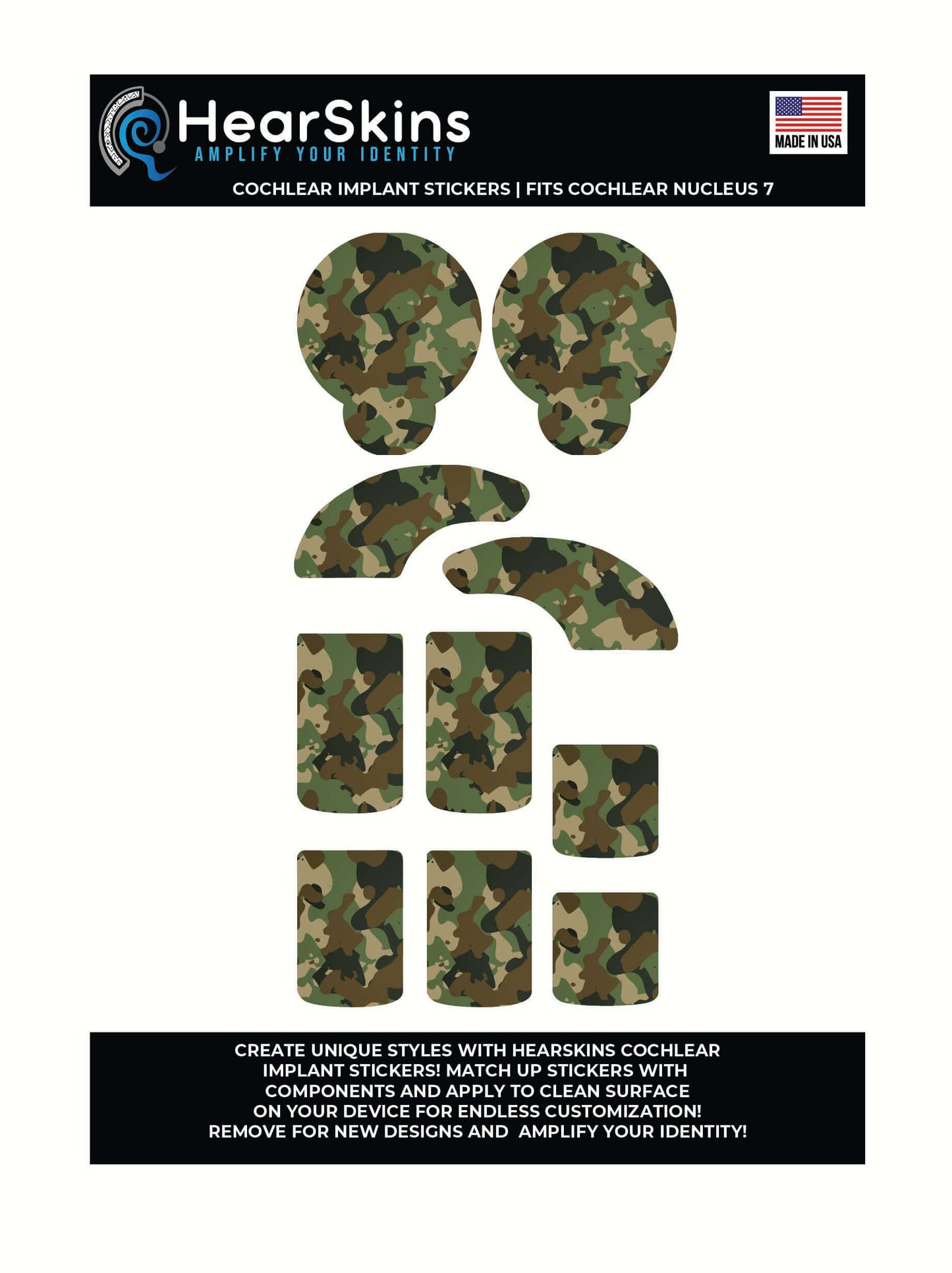Camo Cochlear Nucleus 7 or 8 Skins Stickers Cochlear Implant Decal