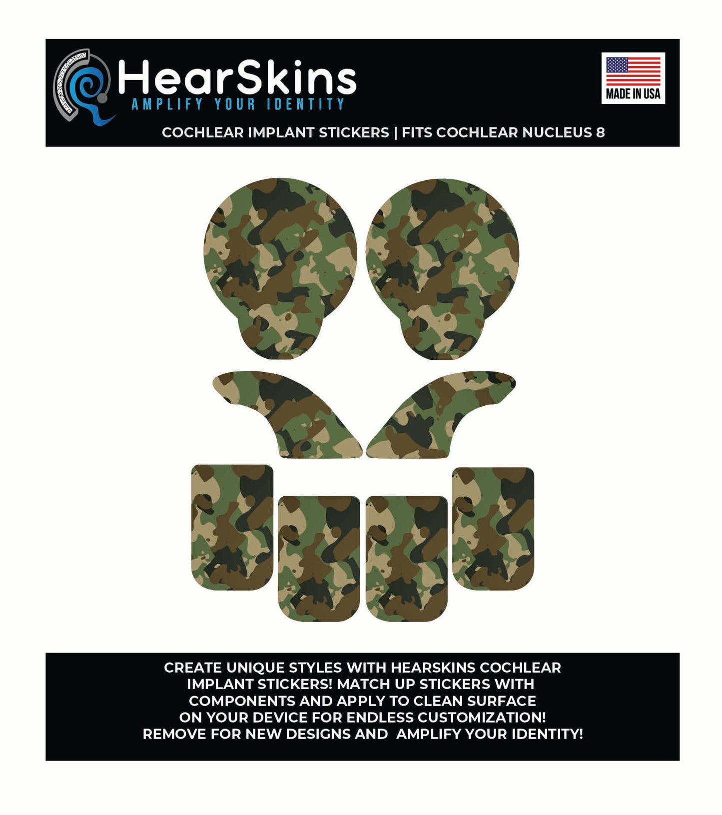 Camo Cochlear Nucleus 7 or 8 Skins Stickers Cochlear Implant Decal