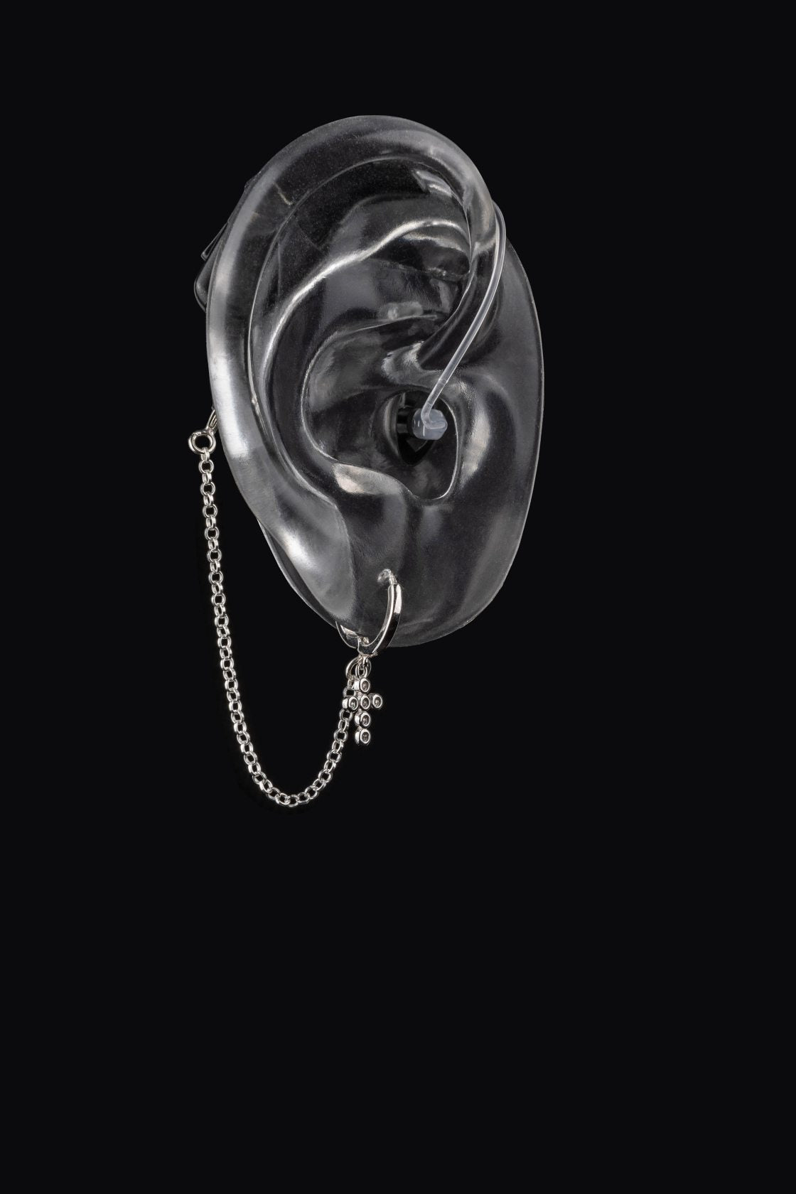 Deafmetal USA Earrings Hearing Aid Cochlear Implant Jewelry Deaf Metal Cross Circle