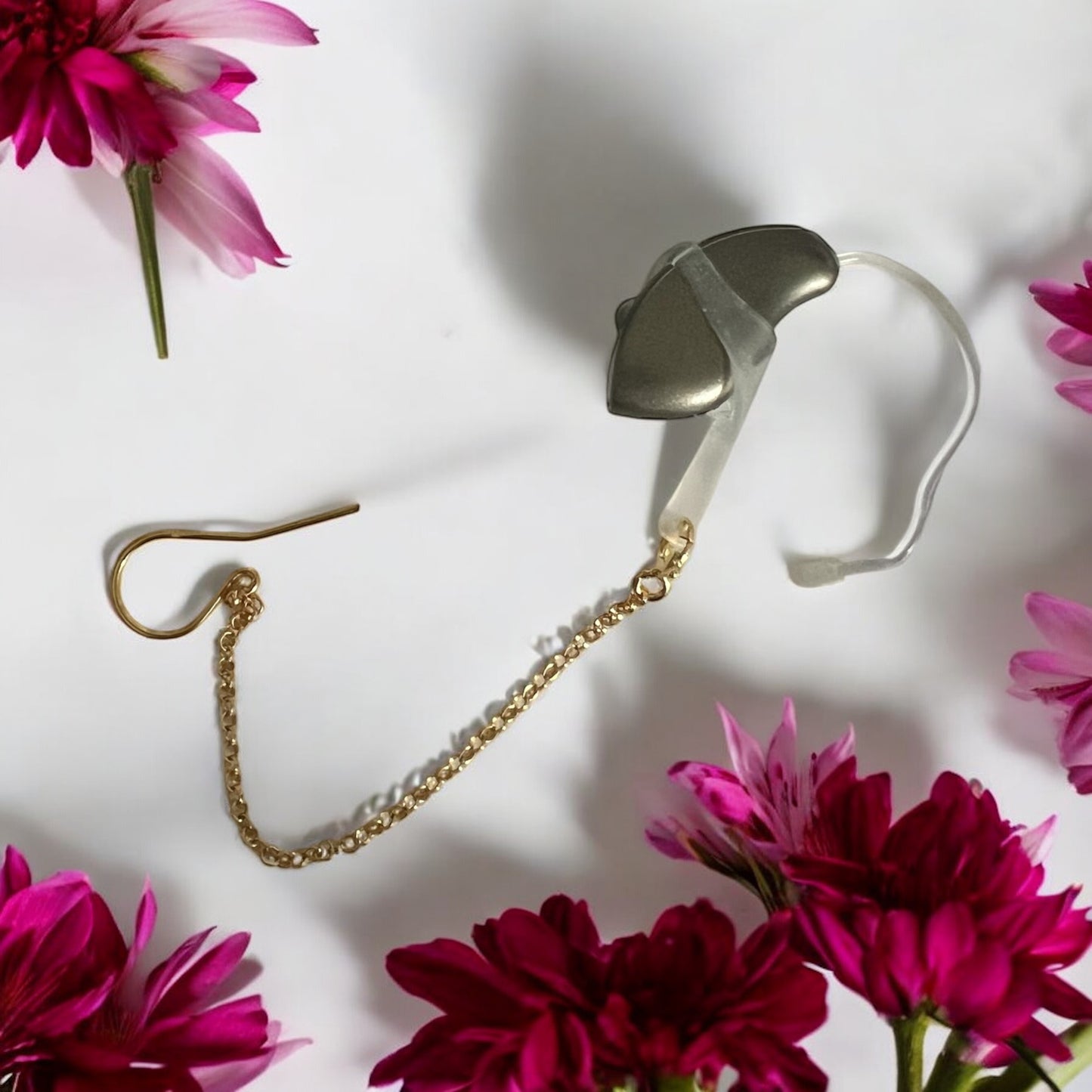 Deafmetal USA retention chain hearing aid  earring jewelry for secure wear