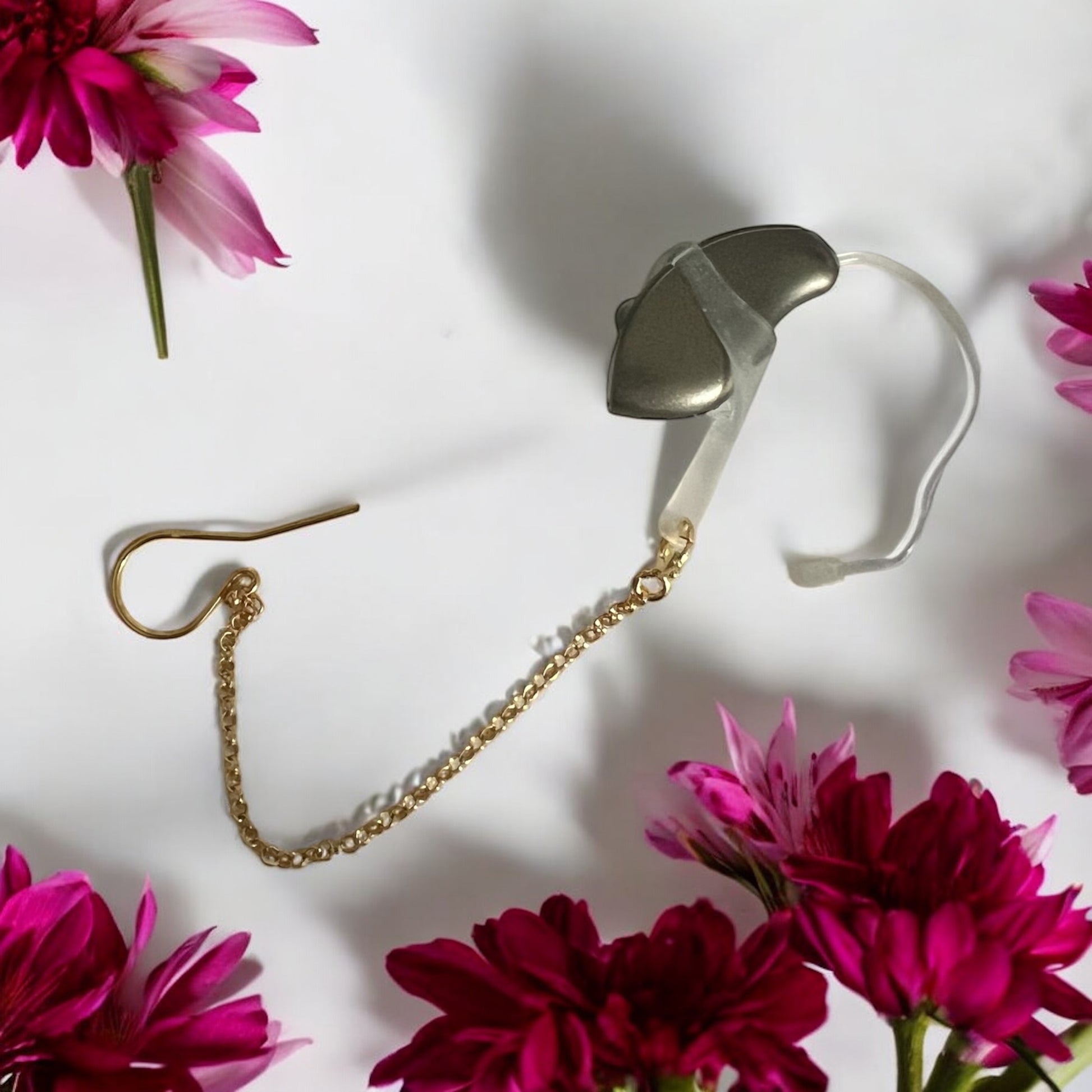 Deafmetal USA retention chain hearing aid  earring jewelry for secure wear