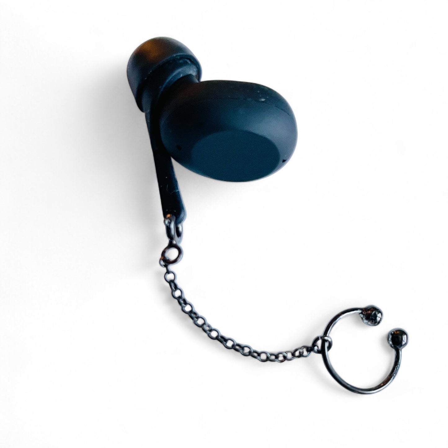 Deafmetal USA retention chain plus black cuff clip hearing aid  earring jewelry