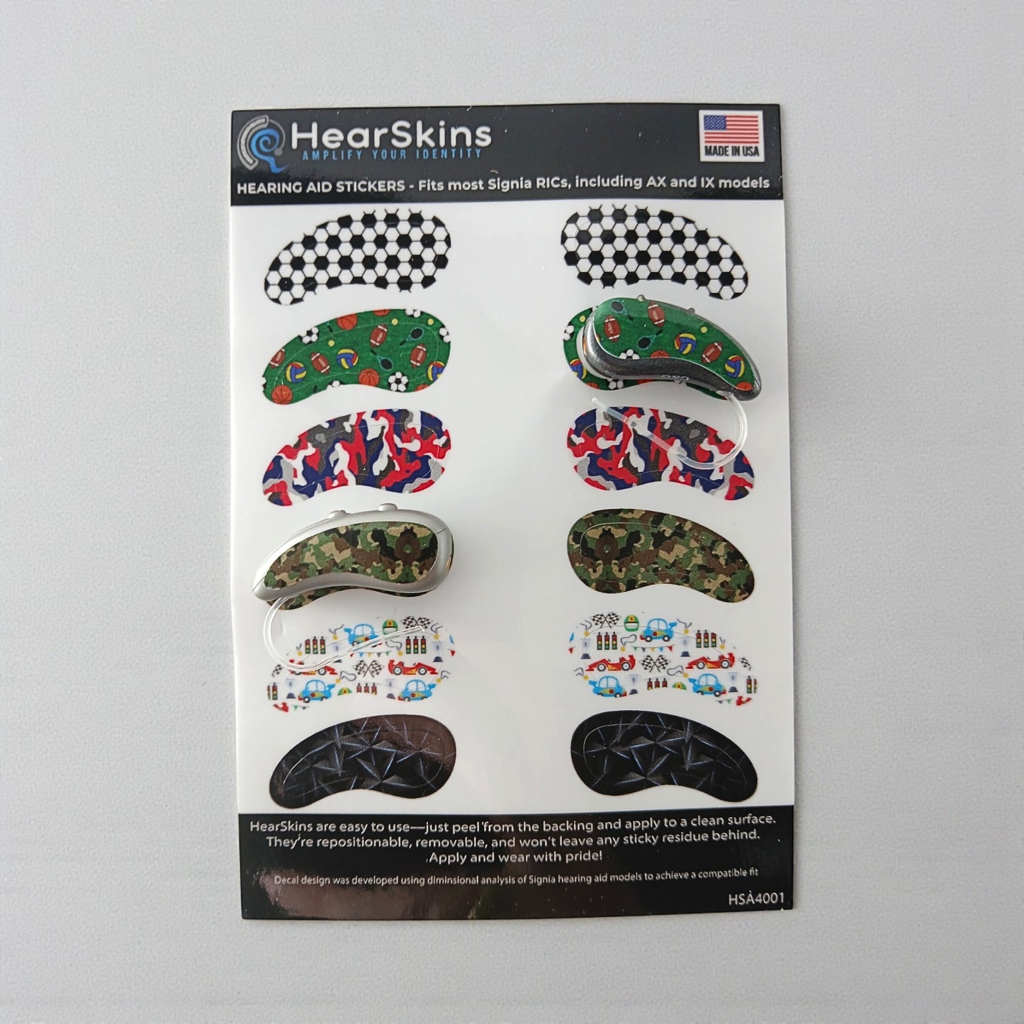 Signia Hearing Aid "Sports/Rugged" Decals - choose between RIC, Power + Super Power BTE (Copy)
