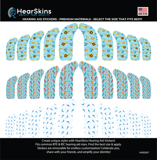 HearSkins "Ocean Time" Bundle Hearing Aid Skins/Stickers