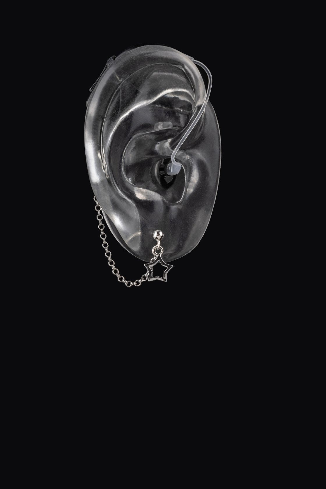 Deafmetal USA Earrings Hearing Aid Cochlear Implant Jewelry Deaf Metal Silver Star
