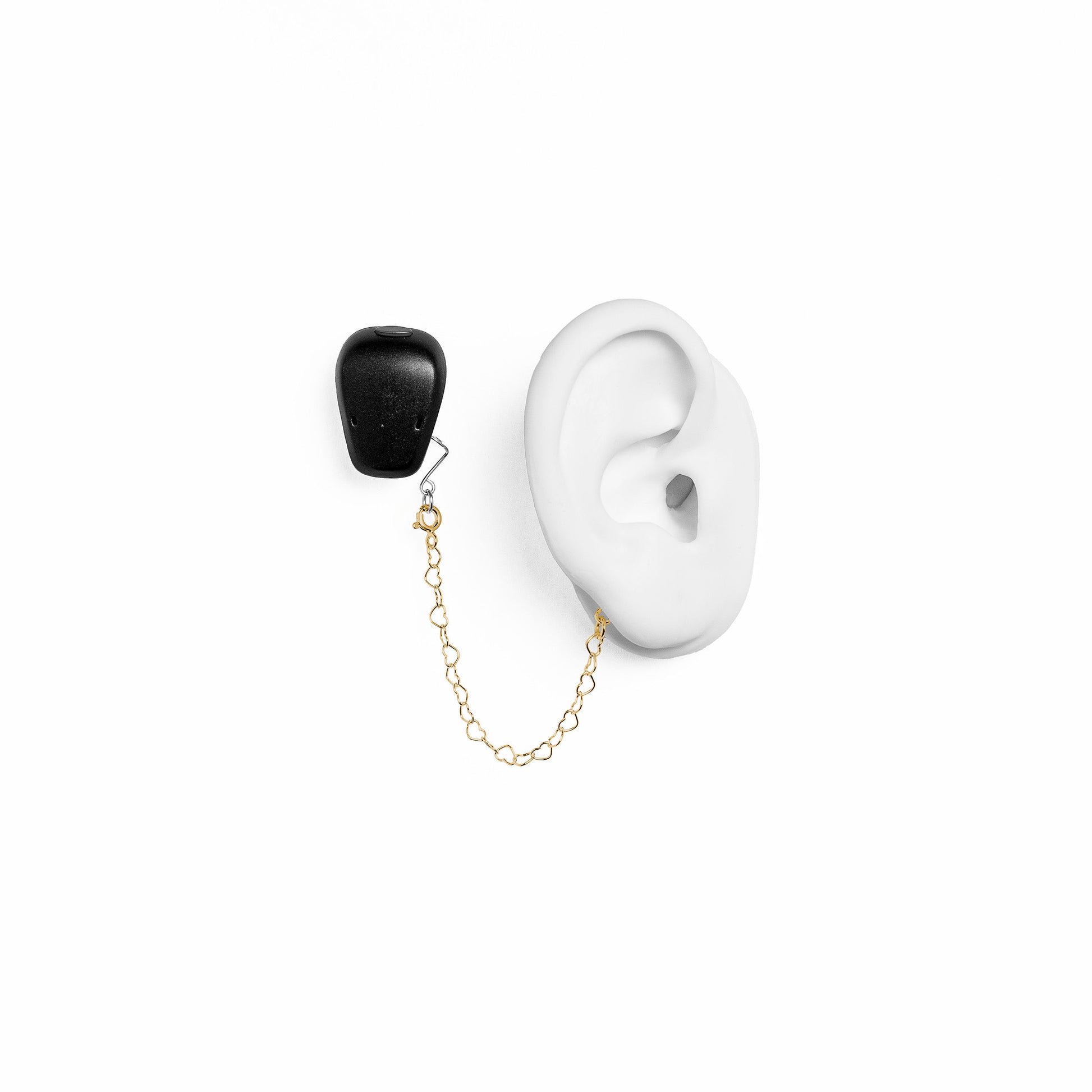 Deafmetal USA holster connector fastener to connect hearing aid or cochlear implant jewelry for retention Cochlear Baha Deafmetal Hook