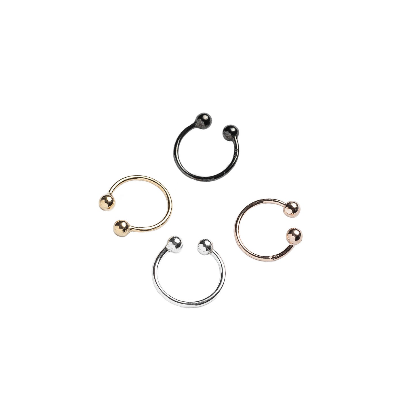 Beaded Cuff Safety Ring in Black, Champagne, Gold or Silver
