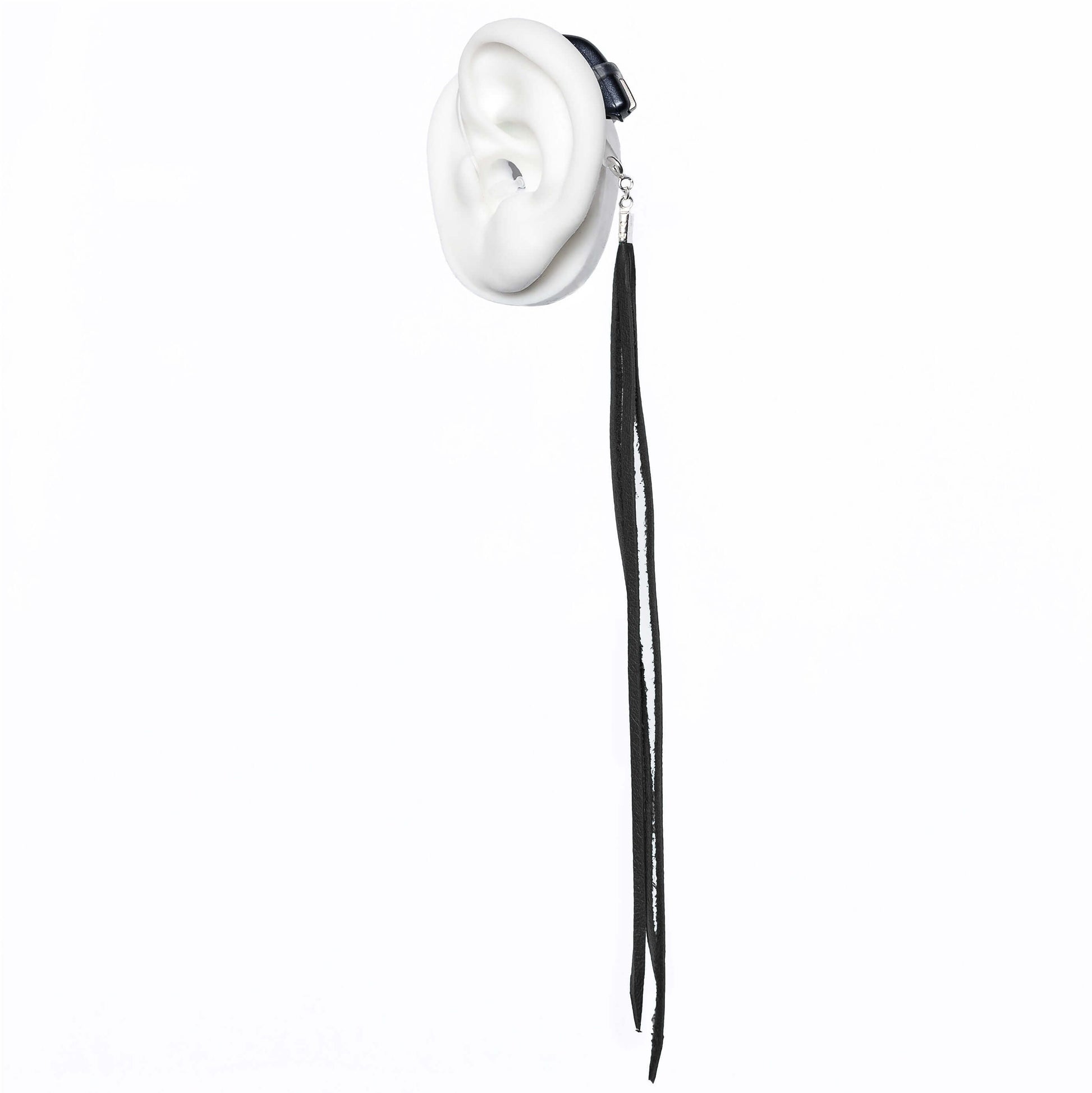Deafmetal USA pendant charm to decorate hearing aids or cochlear implants Deaf Metal jewelry Leather Strips Pendant in Black or White