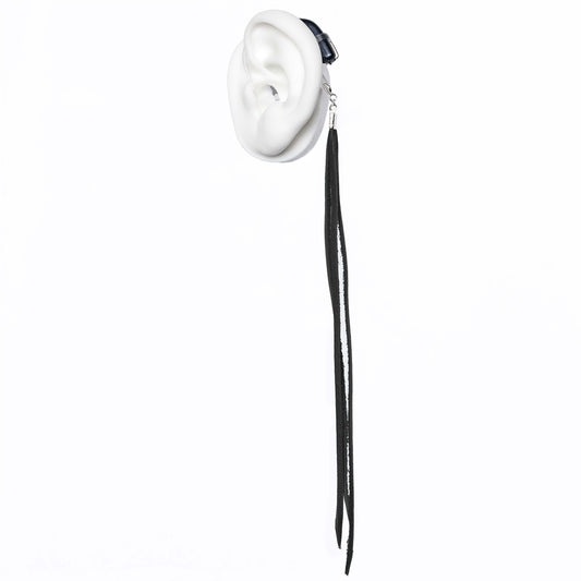 Deafmetal USA pendant charm to decorate hearing aids or cochlear implants Deaf Metal jewelry Leather Strips Pendant in Black or White