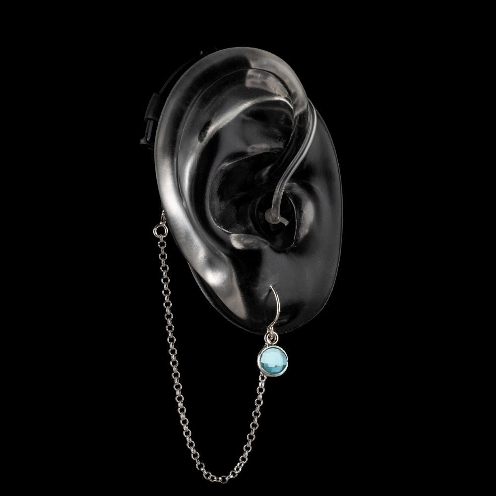 Deafmetal USA Earrings Hearing Aid Cochlear Implant Jewelry Deaf Metal Blue Eyed Pea (Topaz)