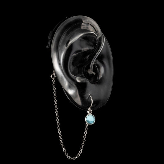Deafmetal USA Earrings Hearing Aid Cochlear Implant Jewelry Deaf Metal Blue Eyed Pea (Topaz)