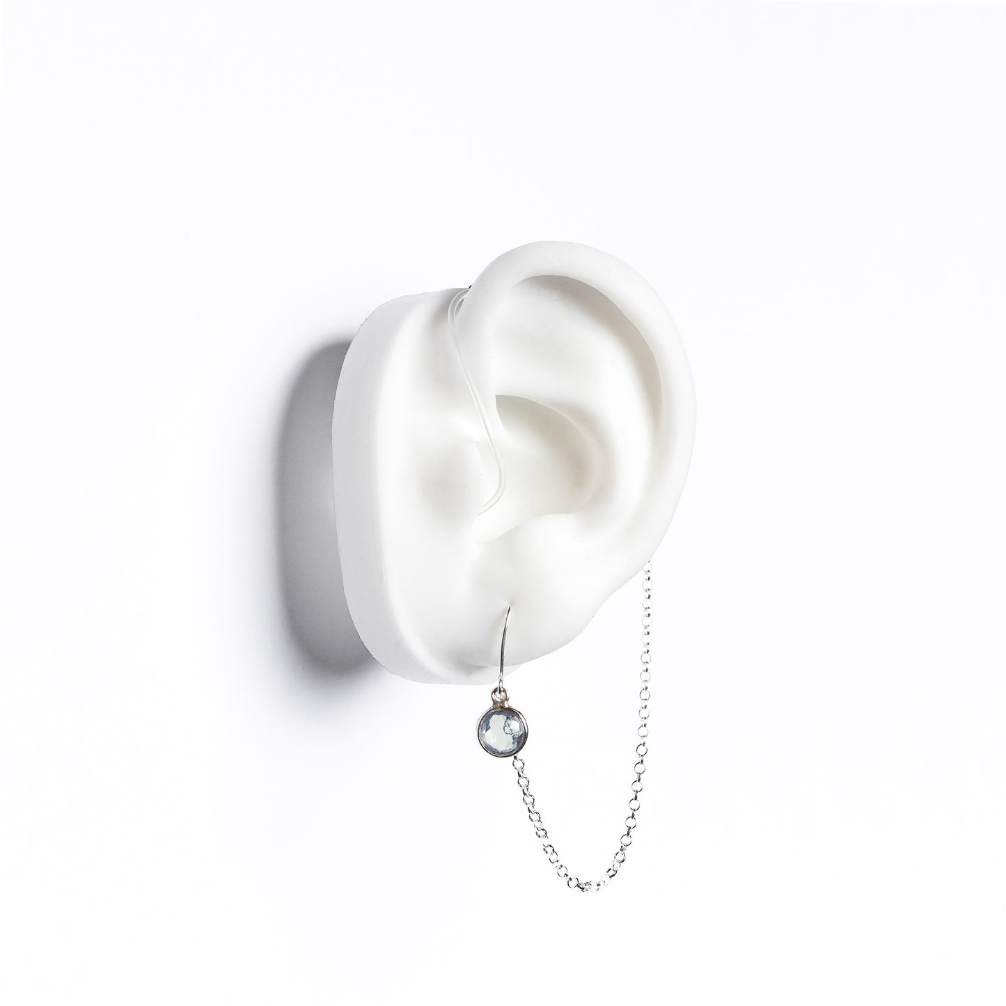 Deafmetal USA Earrings Hearing Aid Cochlear Implant Jewelry Deaf Metal Blue Eyed Pea (Topaz)