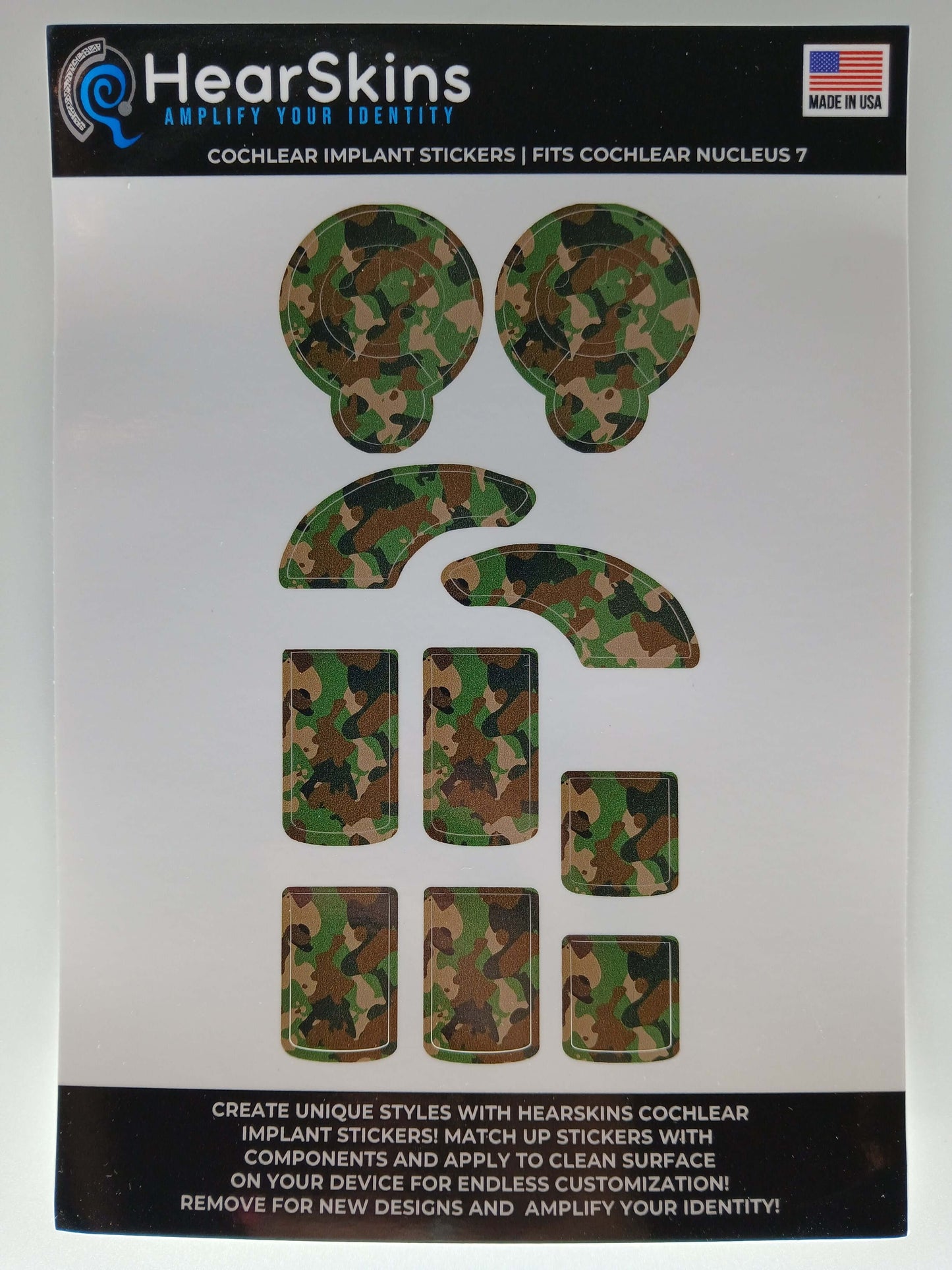 Camo Cochlear Nucleus 7 or 8 Skins Stickers Cochlear Implant Decal