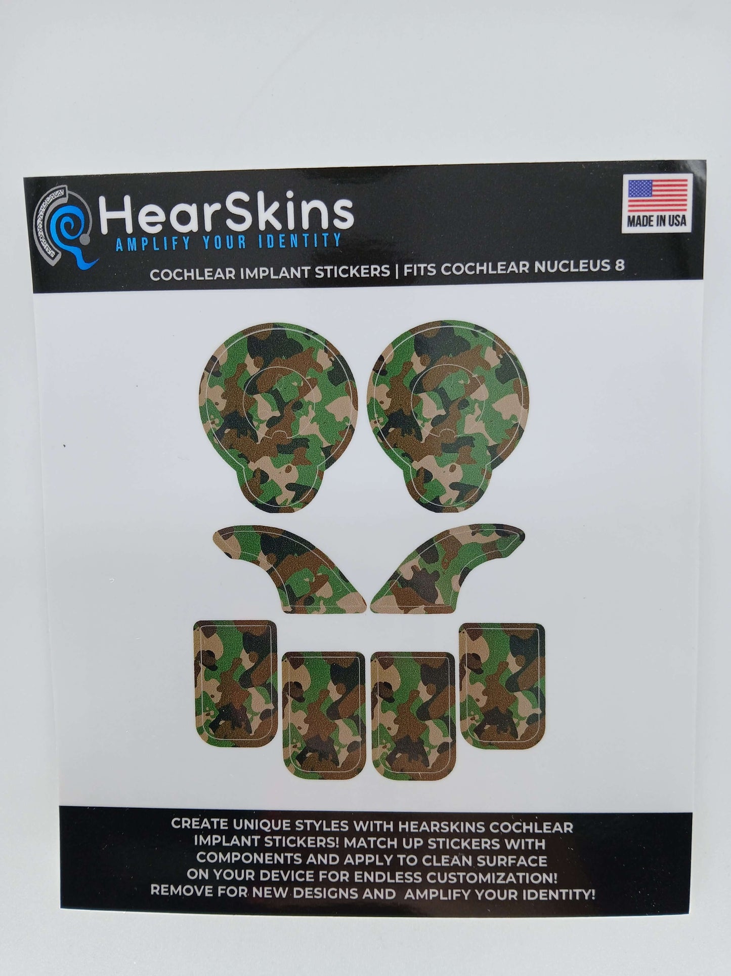 Camo Cochlear Nucleus 7 or 8 Skins Stickers Cochlear Implant Decal