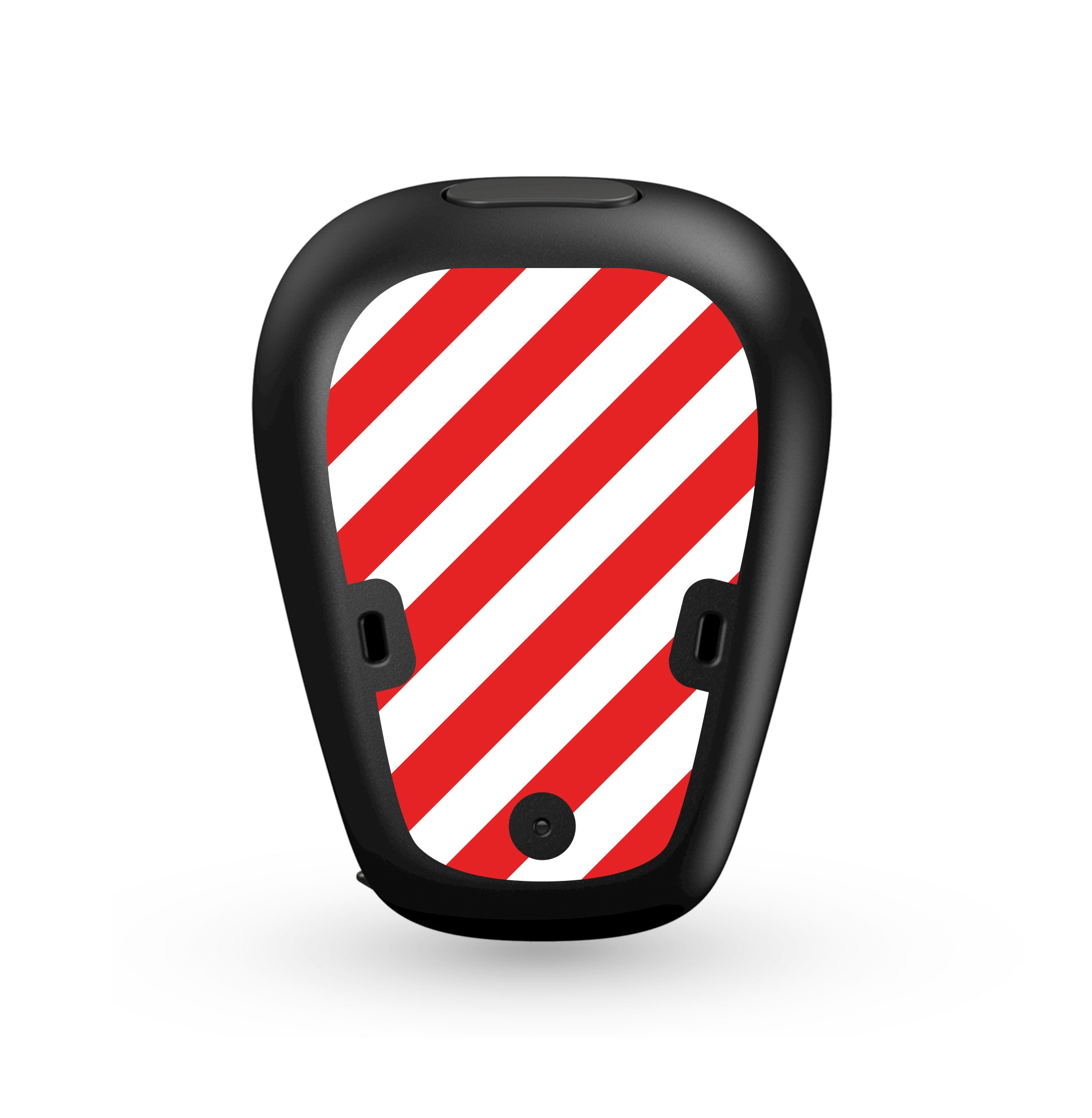 Deafmetal USA features HearSkins Hearoes brand hearing aid and cochlear implant stickers and skins to decorate hearing devices Candy Cane Hearing Aid and CI Skins