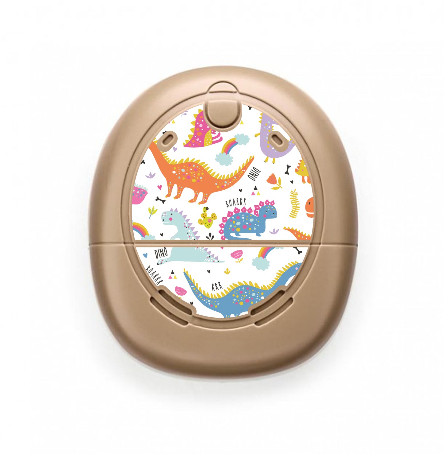Deafmetal USA features HearSkins Hearoes brand hearing aid and cochlear implant stickers and skins to decorate hearing devices Colorful Dinos Hearing Aid and CI Skins