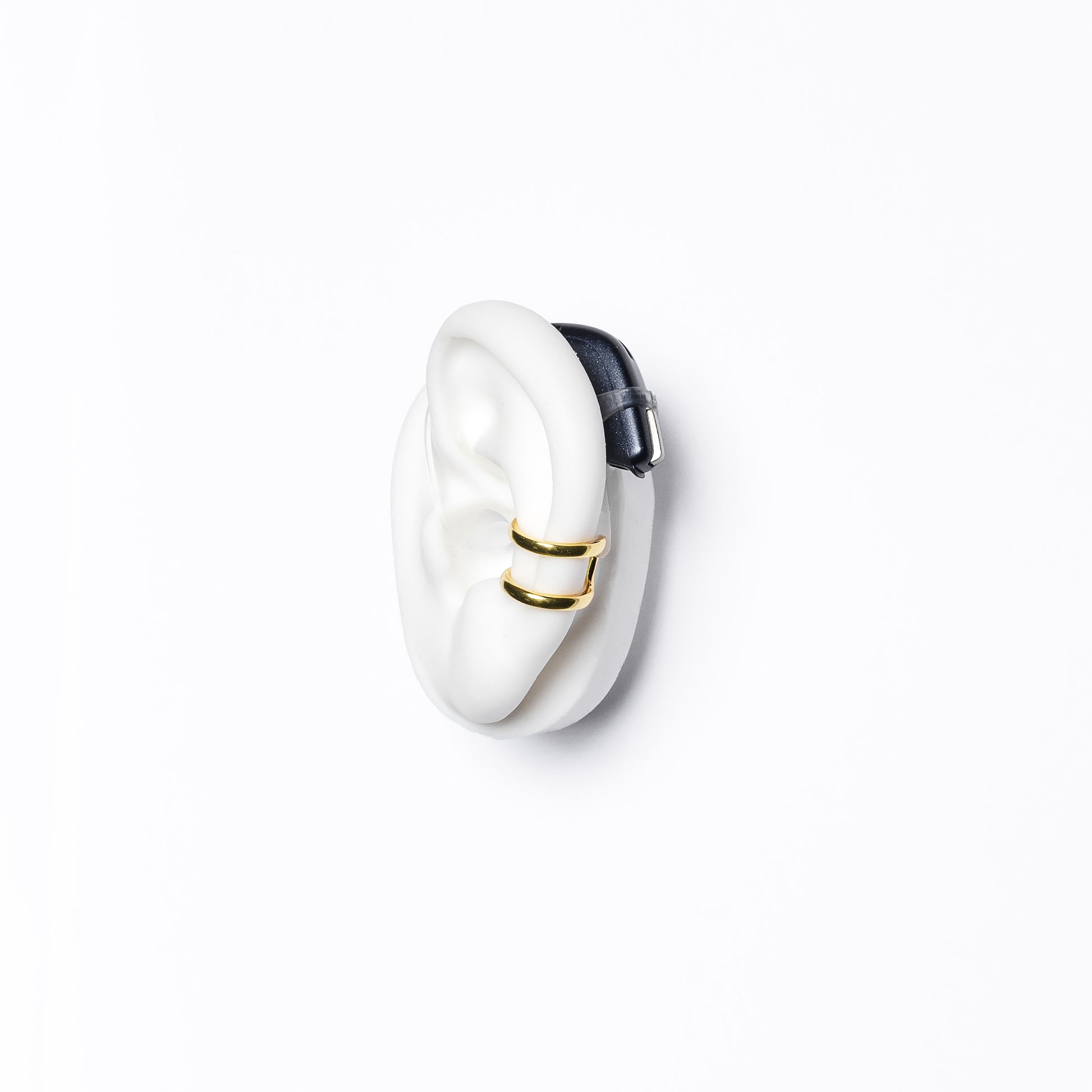 Deafmetal USA hearing aid jewelry cuff Double Safety Ring in Silver or Microplated Gold