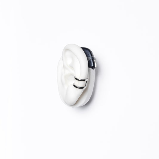 Deafmetal USA hearing aid jewelry cuff Double Safety Ring in Silver or Microplated Gold