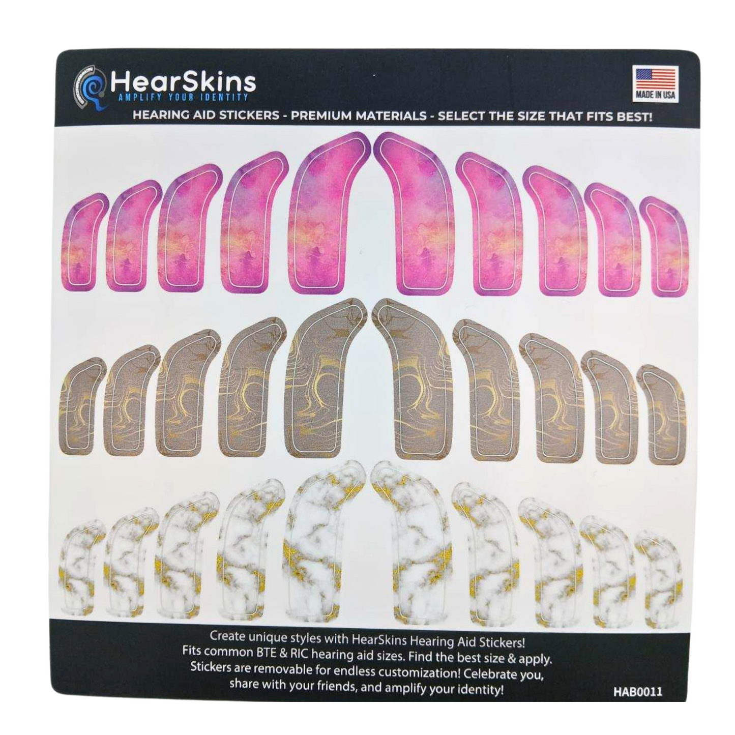 Skins/autocollants pour aides auditives HearSkins « Marble »