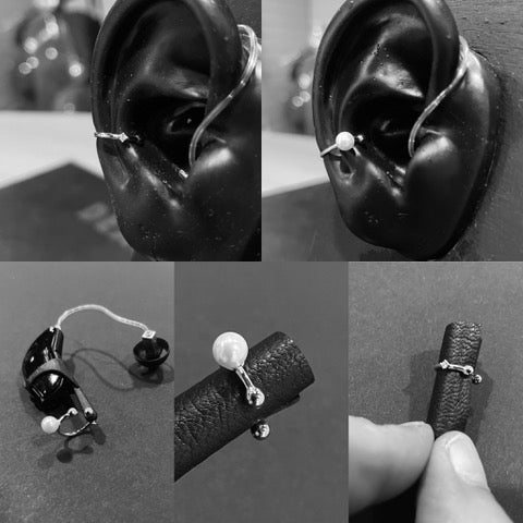 Deafmetal USA hearing aid jewelry Deaf Metal Pearl/Diamond Safety Ring in Silver or Micro-plated Gold