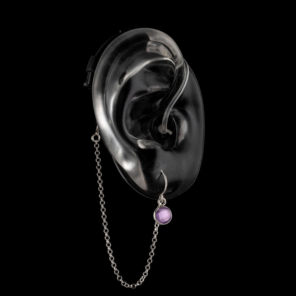 Deafmetal USA Earrings Hearing Aid Cochlear Implant Jewelry Deaf Metal Purple Eyed Pea (Amethyst)