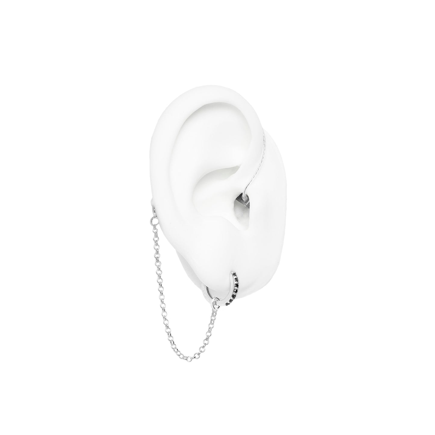 Deafmetal USA Earrings Hearing Aid Cochlear Implant Jewelry Deaf Metal Shiny Hoop Black