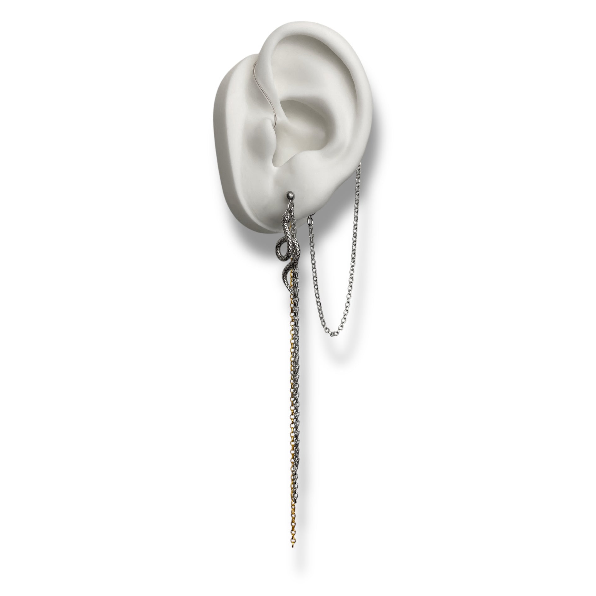 Snake Deafmetal Earring designed for Style and retention while wearing hearing aids