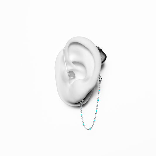 Turquoise Beaded Deafmetal Safety Chain