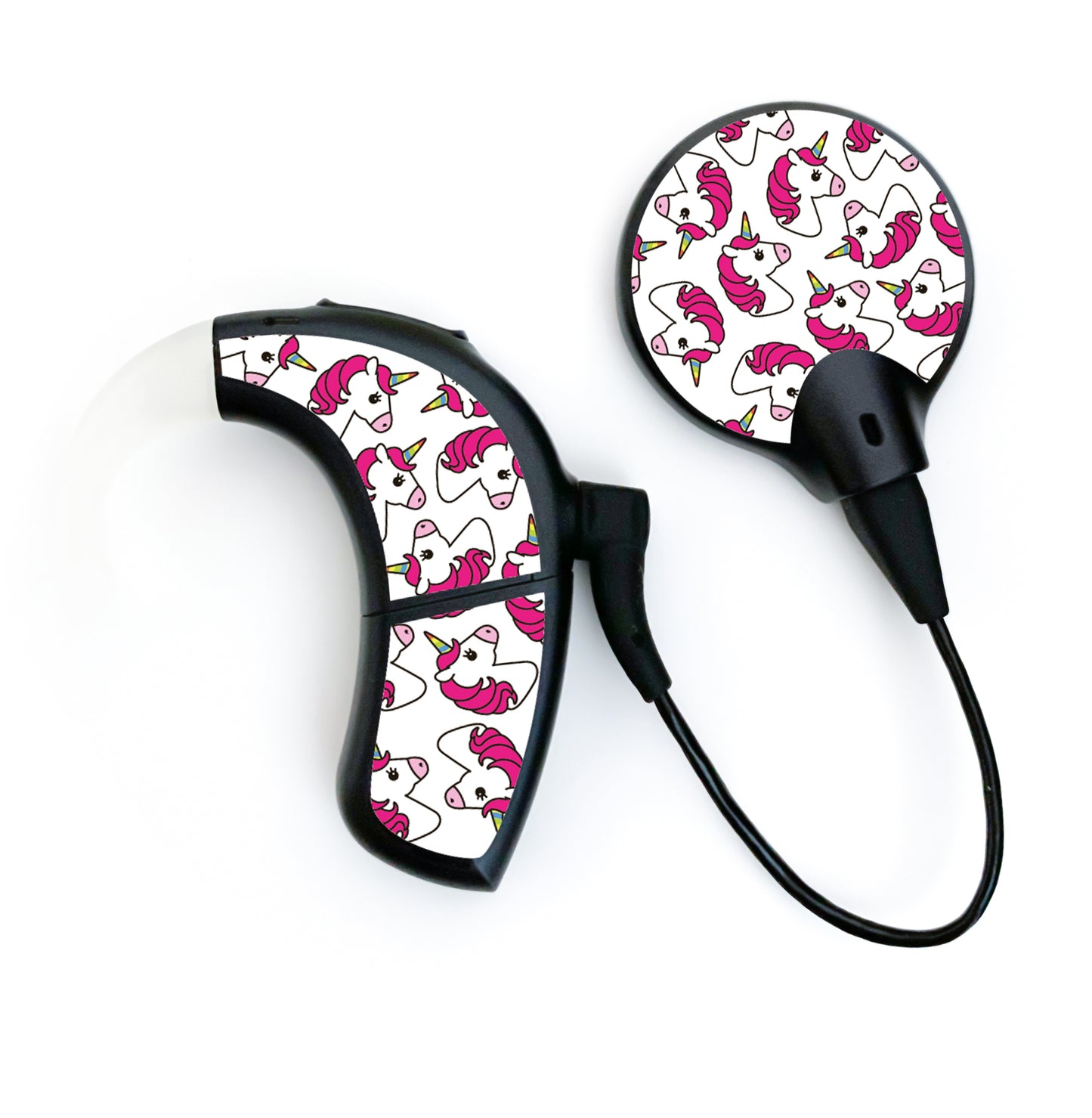 Deafmetal USA features HearSkins Hearoes brand hearing aid and cochlear implant stickers and skins to decorate hearing devices Unicorns Hearing Aid Skins