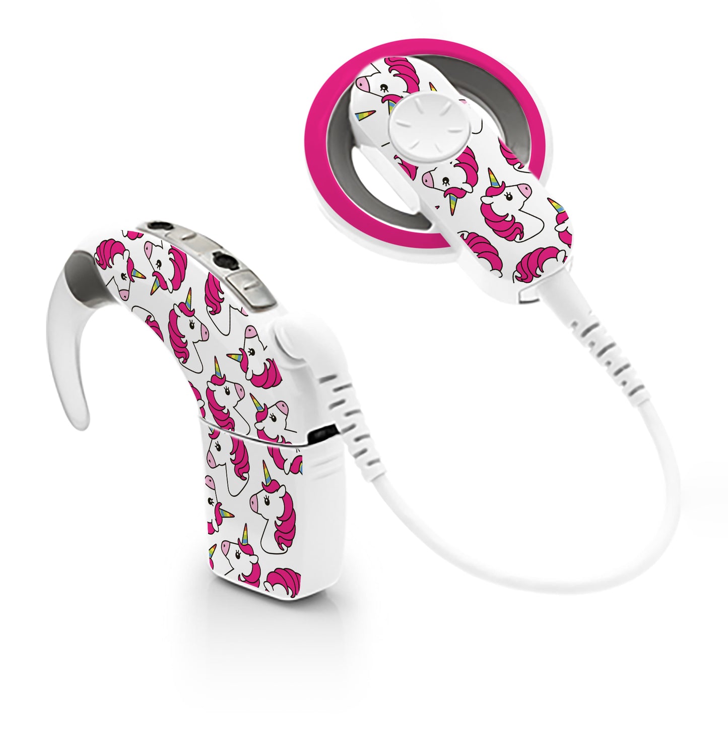 Deafmetal USA features HearSkins Hearoes brand hearing aid and cochlear implant stickers and skins to decorate hearing devices Unicorns Hearing Aid Skins