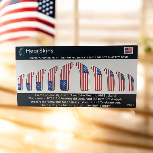 United States Flag Hearing Aid Stickers