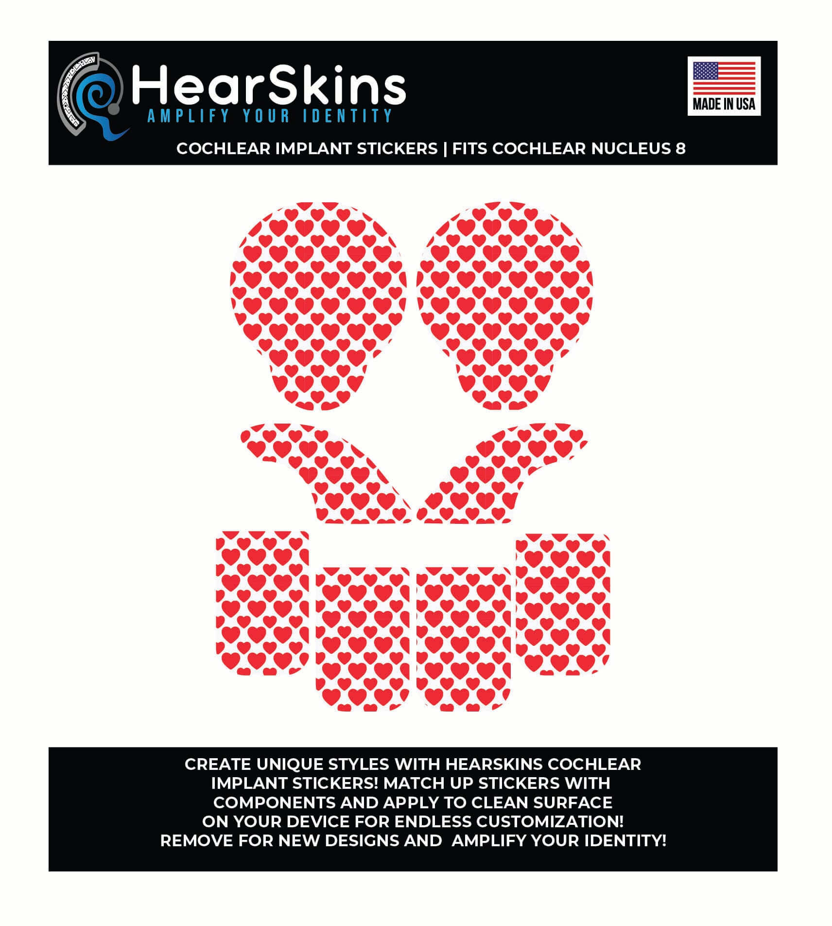 Hearts Cochlear Nucleus 7 or 8 CI Skins Stickers – Deafmetal USA