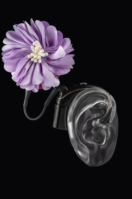 Deafmetal USA Leather covers for cochlear implant decoration for CI Deaf Metal LILAC FLOWER Coil/Headpiece CI Leather Covers