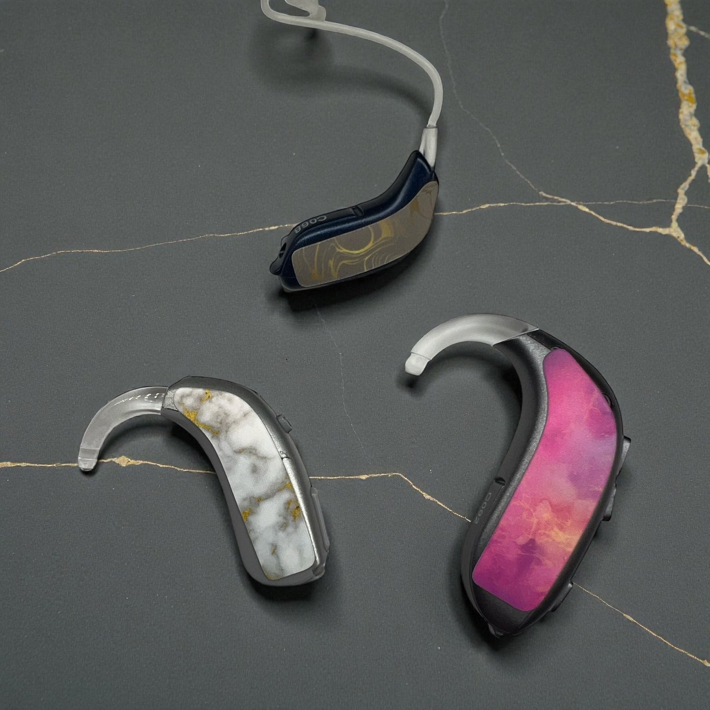 Skins/autocollants pour aides auditives HearSkins « Marble »