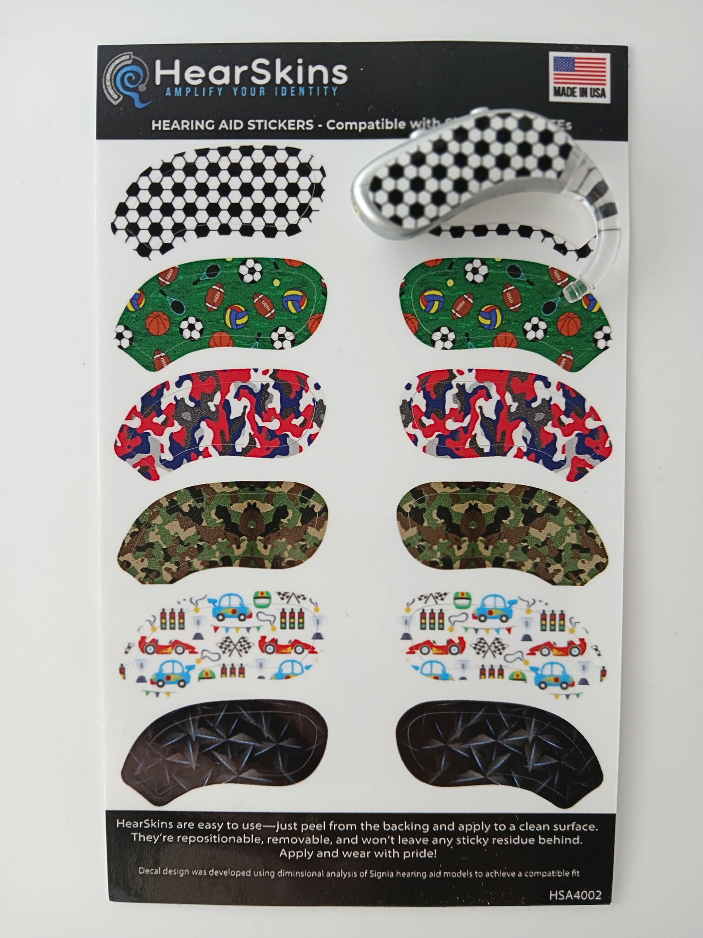 Signia Hearing Aid "Sports/Rugged" Decals - choose between RIC, Power + Super Power BTE (Copy)