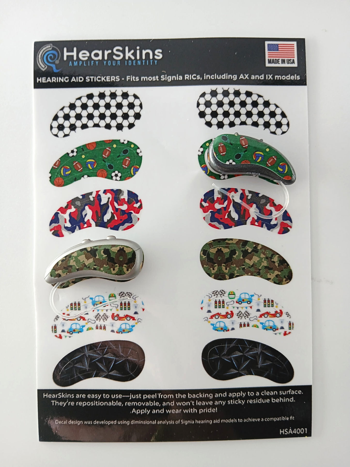 Signia Hearing Aid "Sports/Rugged" Decals - choose between RIC, Power + Super Power BTE (Copy)