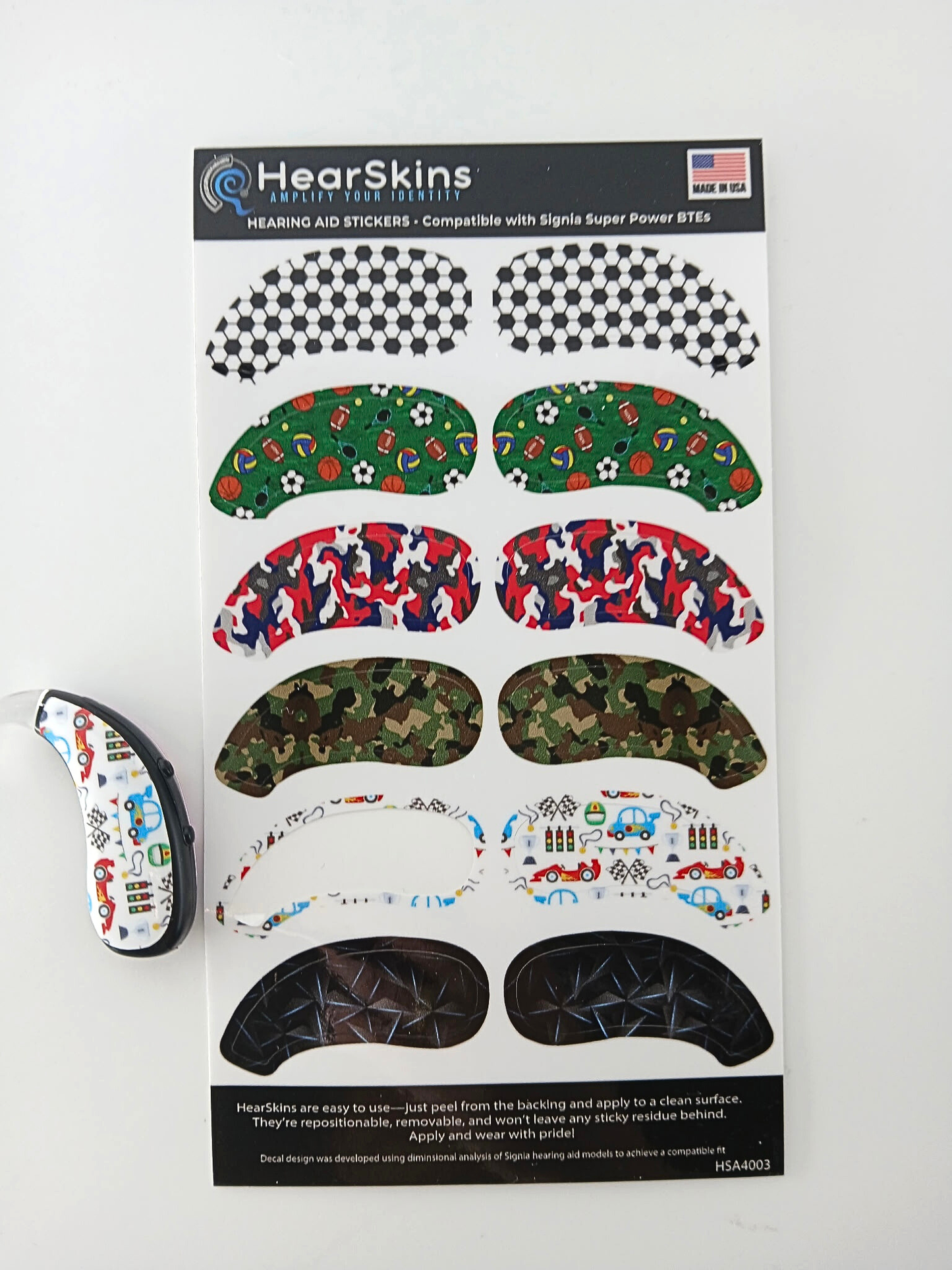Signia Hearing Aid "Sports/Rugged" Decals - choose between RIC, Power + Super Power BTE (Copy)