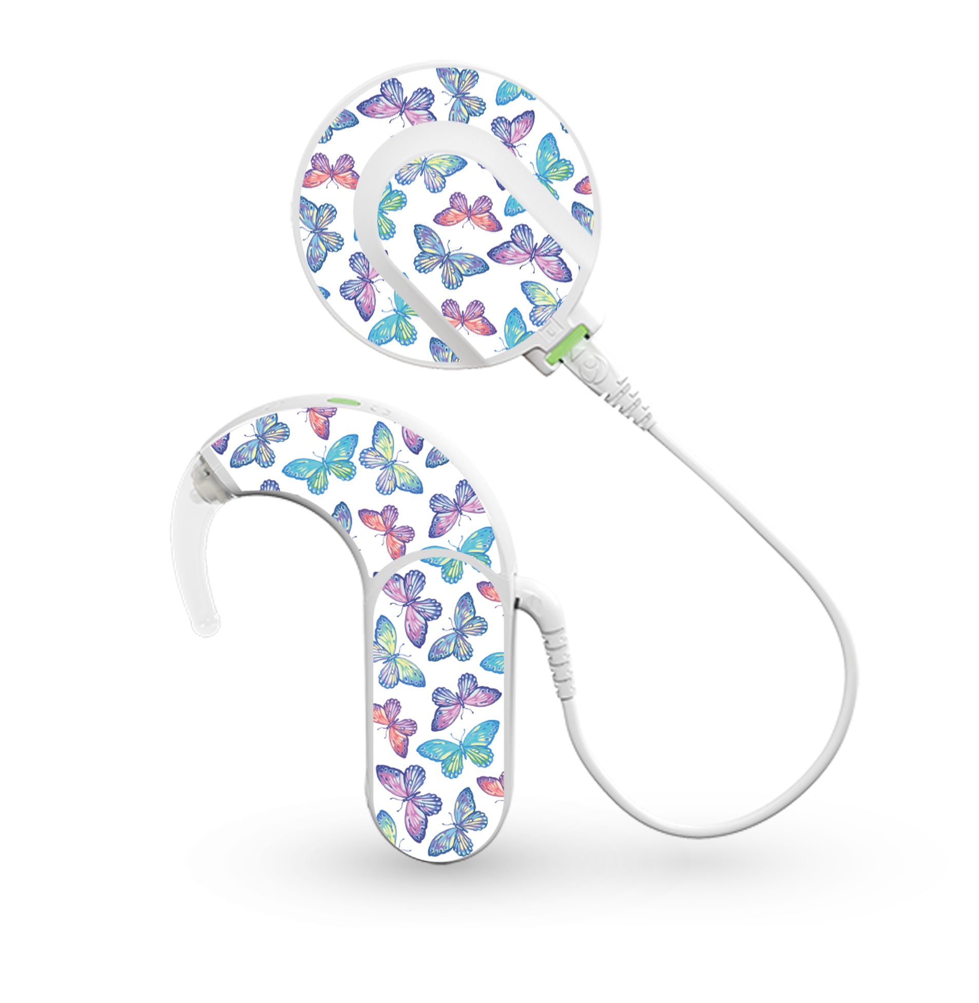 Deafmetal USA features HearSkins Hearoes brand hearing aid and cochlear implant stickers and skins to decorate hearing devices Butterflies Hearing Aid and CI Skins