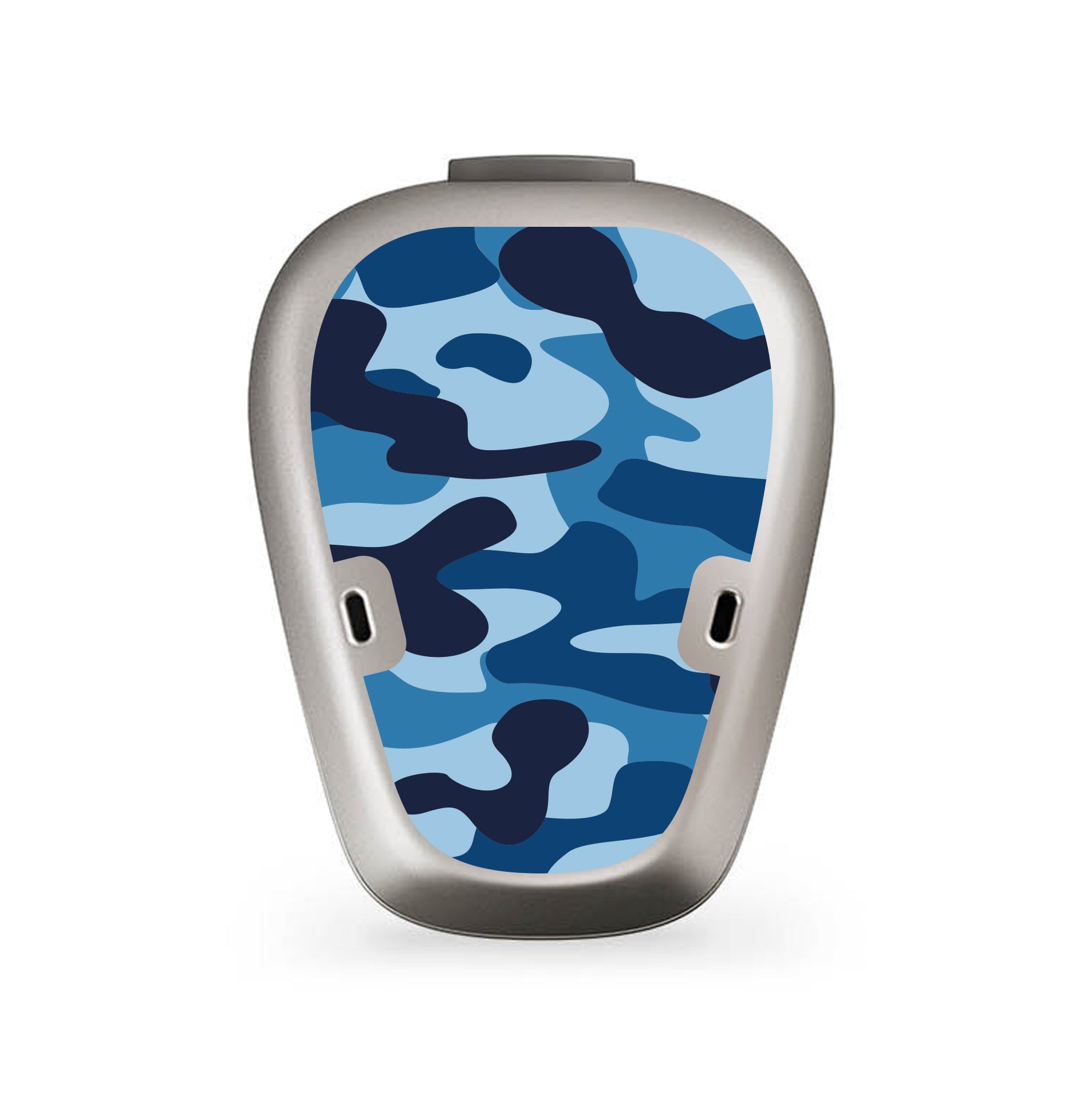 Deafmetal USA features HearSkins Hearoes brand hearing aid and cochlear implant stickers and skins to decorate hearing devices Camouflage Blue Hearing Aid and CI Skins