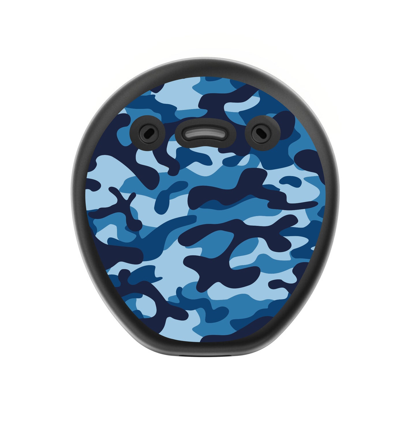 Deafmetal USA features HearSkins Hearoes brand hearing aid and cochlear implant stickers and skins to decorate hearing devices Camouflage Blue Hearing Aid and CI Skins