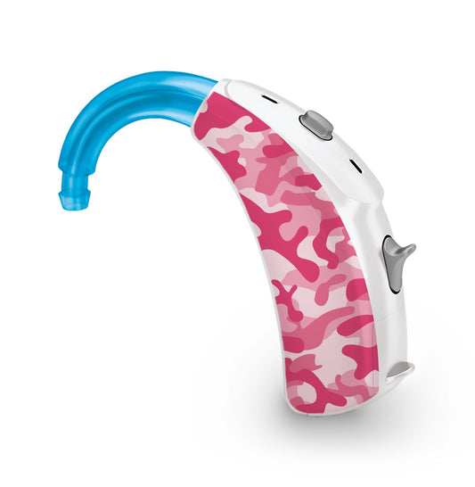 Camouflage Pink Hearing Aid and CI Skins