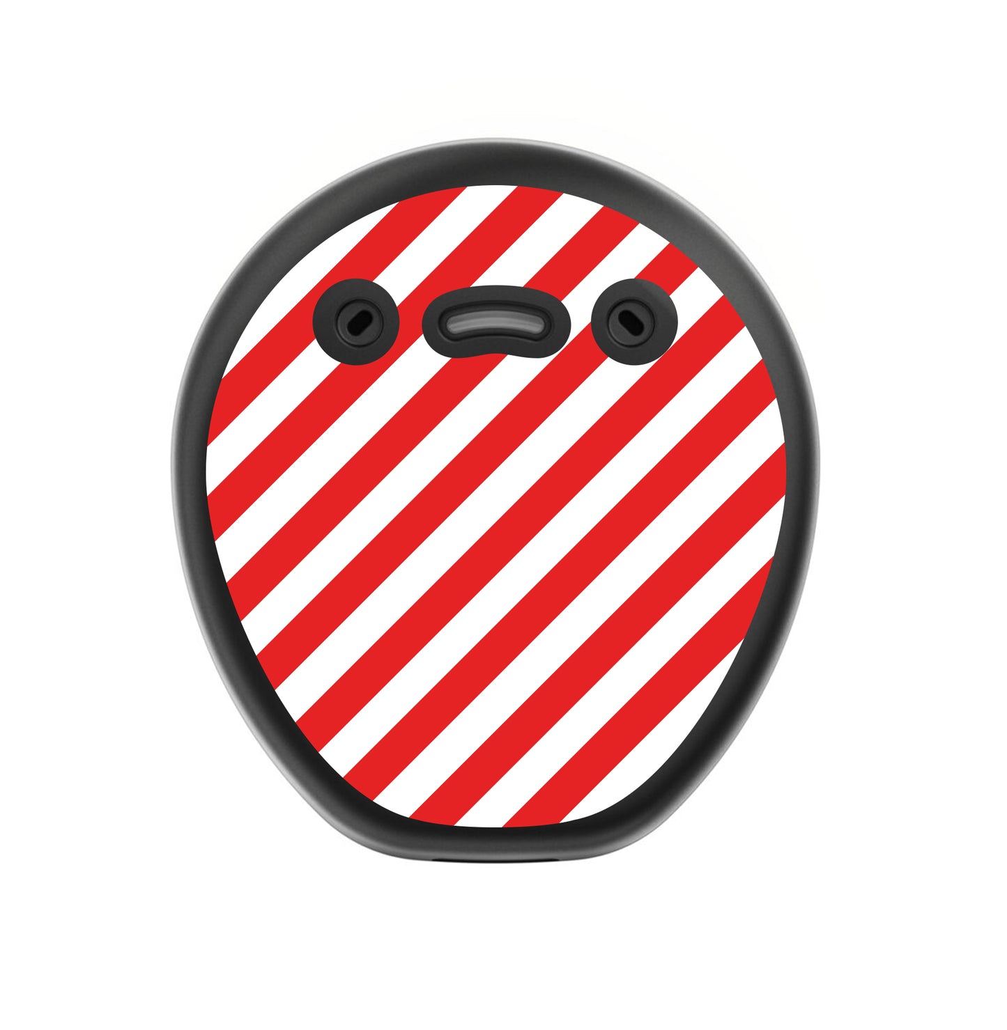 Deafmetal USA features HearSkins Hearoes brand hearing aid and cochlear implant stickers and skins to decorate hearing devices Candy Cane Hearing Aid and CI Skins