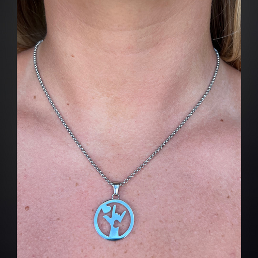 ASL I Love You Circled In Love Necklace