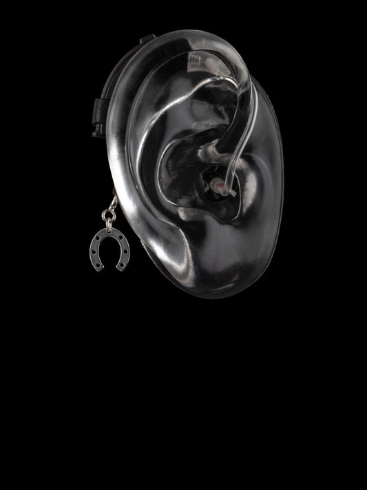 Deafmetal USA pendant charm to decorate hearing aids or cochlear implants Deaf Metal jewelry Horseshoe Luck