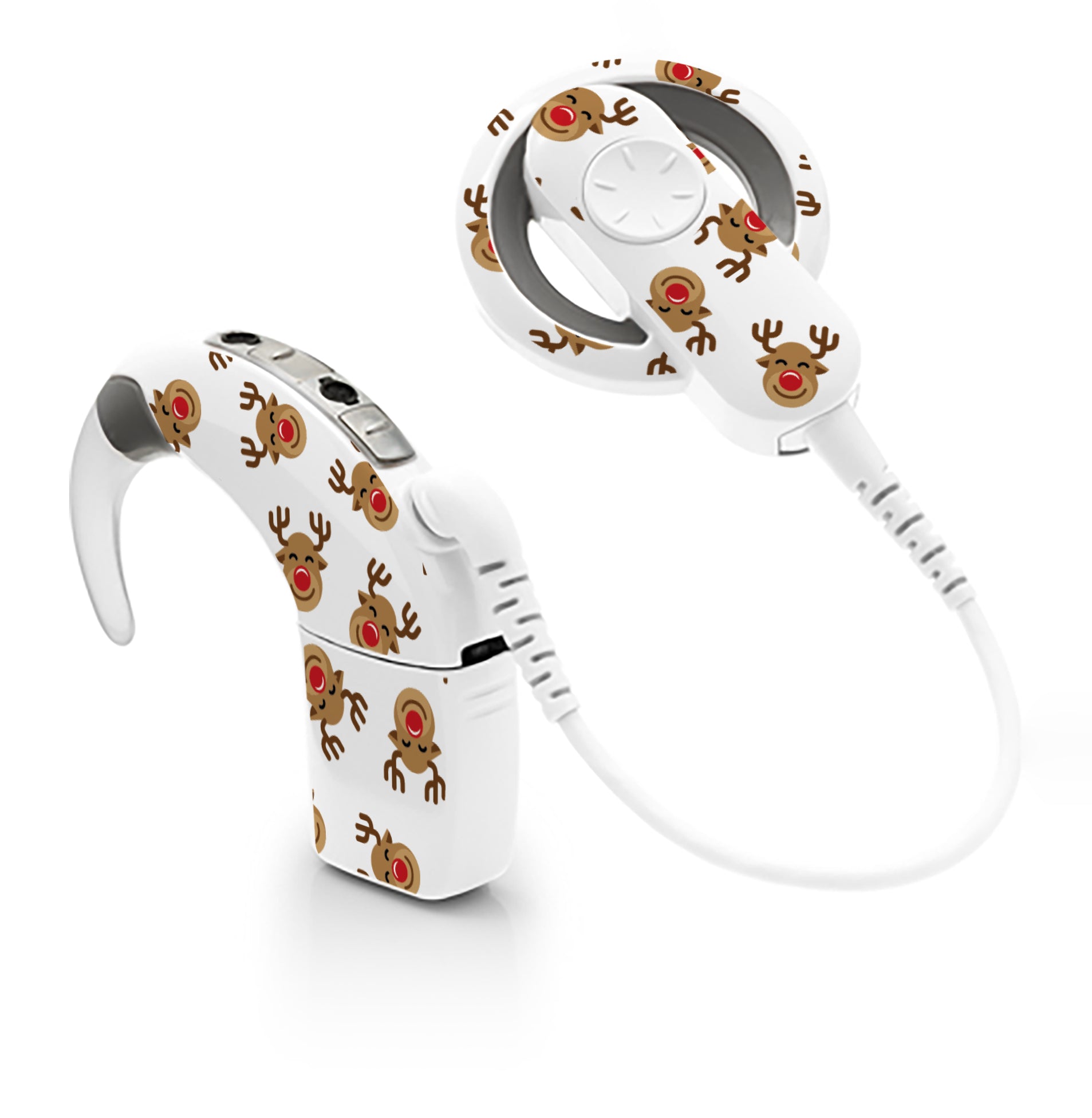 Deafmetal USA features HearSkins Hearoes brand hearing aid and cochlear implant stickers and skins to decorate hearing devices Rudolph Hearing Aid and CI Skins