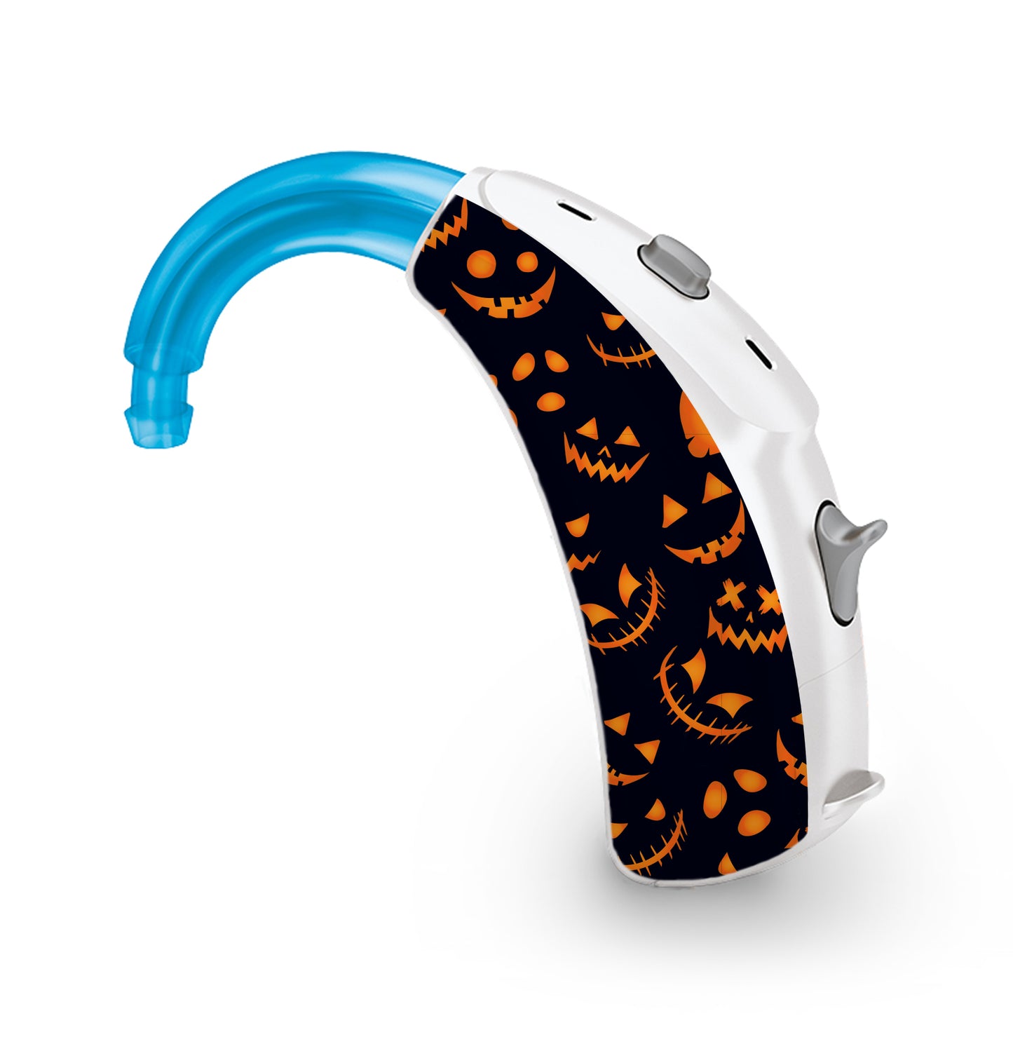 Deafmetal USA features HearSkins Hearoes brand hearing aid and cochlear implant stickers and skins to decorate hearing devices Scary Pumpkins Hearing Aid and CI Skins