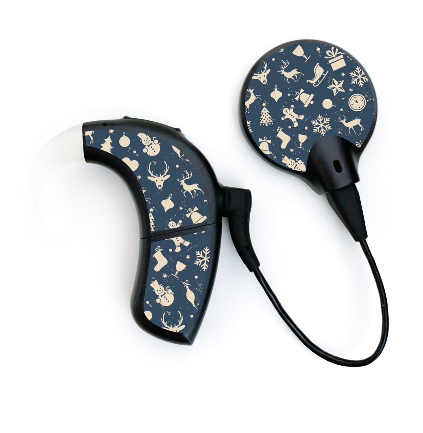 Deafmetal USA features HearSkins Hearoes brand hearing aid and cochlear implant stickers and skins to decorate hearing devices Seasons Greetings Hearing Aid Skins