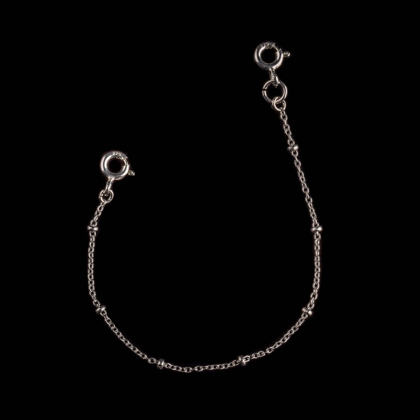 Silver Beaded Safety Chain for Hearing Aids or Cochlear Implants, 7cm or 10cm Long