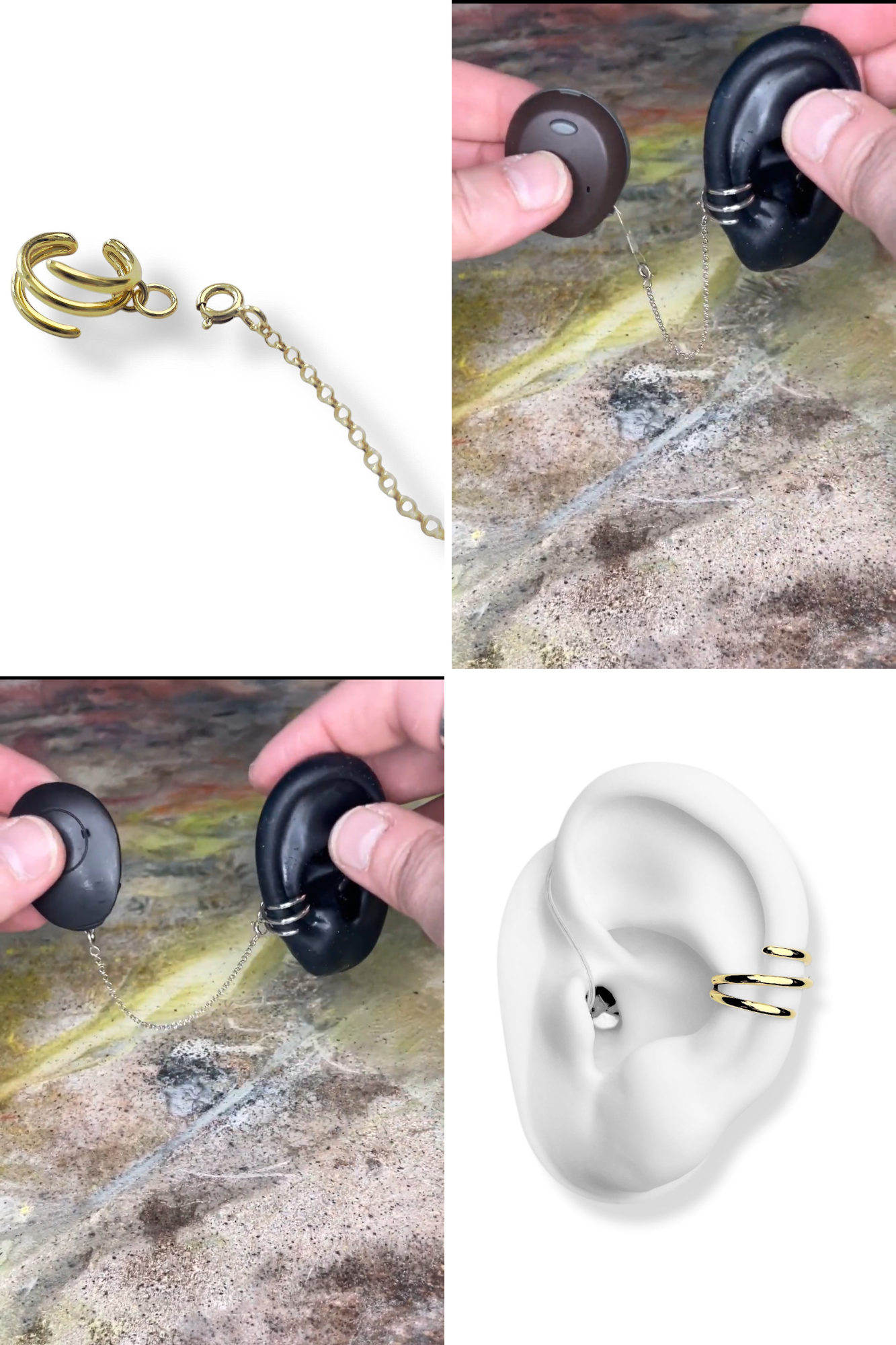 Spiral Silver or Gold Deafmetal + Chain You Choose CI Fastener